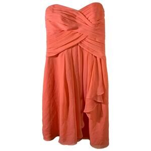 David's Bridal Womens Dress Coral Strapless Chiffon Mini Dress Size 2